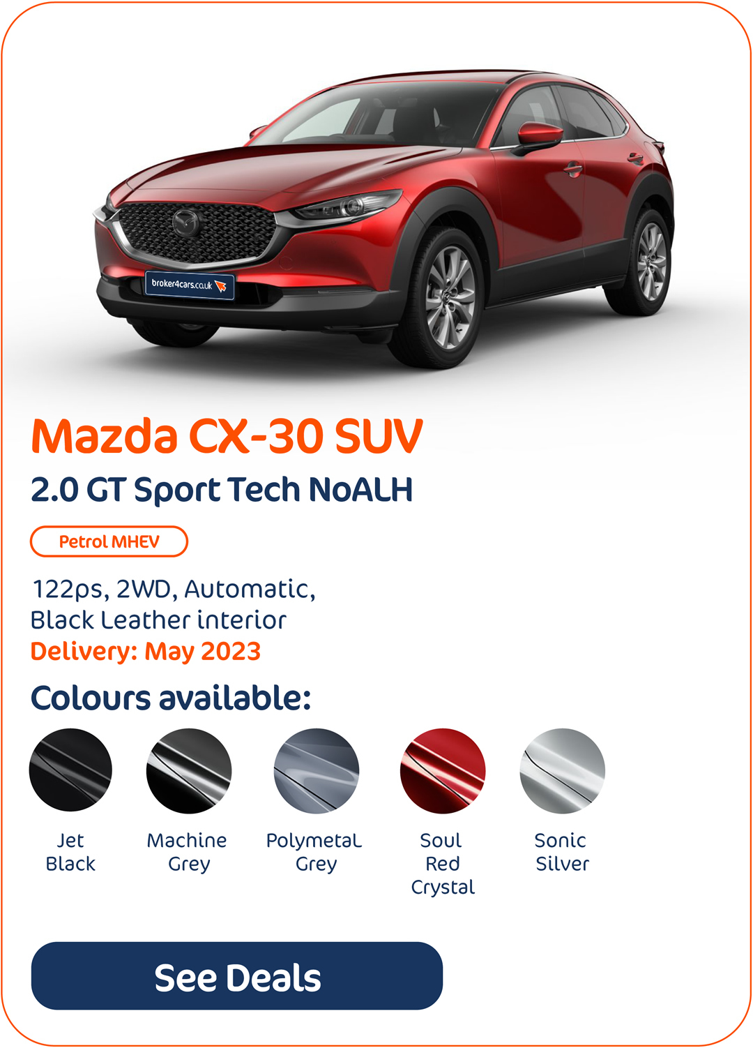 Mazda CX-30 SUV 2.0 GT Sport Tech NoALH - Click to Enquire